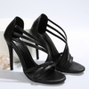 Women Fashion Sexy Plus Size Snake-Print Strap Round Toe Stiletto Heel Sandals