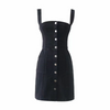 Fashion Women Campus Style Single-Breasted Suspender Denim Dress