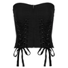 Women Edgy Sexy Color-Blocking Cross-Strap Tube Top Vest Tooling Style Inner And Outer Wear Short Crop Top