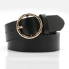 Women Casual Simple Alloy Round Buckle Versatile Pu Belt