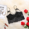 Women Fashion Sexy Black Lace Spaghetti Strap Bow Decor Croset Crop Top