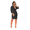 Women Sexy Fashion Lace Up Deep V Lapel Long Sleeve Dress