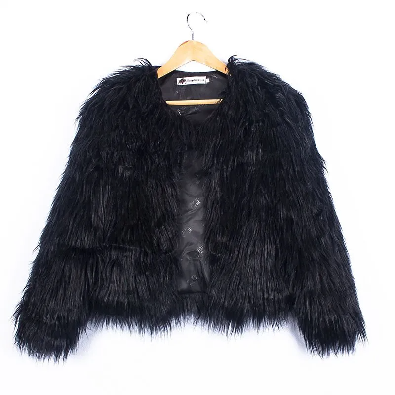 Fashion Girl Solid Color Faux Fur Coat