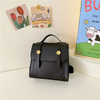 Kids Girls Fashion Casual Retro Solid Color Square Magnetic Button Backpacks Bags