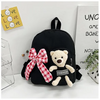 Kids Unisex Cute Casual Solid Color Zipper Carto Bear Bow School Backpack Bag