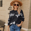 Women Simple Fashion Love Alphabet Jacquard Large Size Pullover Knitted Sweater