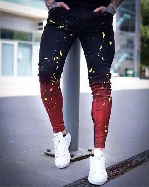 Men Fashion Stretch Skinny Gradient Jeans