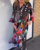 (Buy 1 Get 1) Women Ramadan /Eid Fashion Casual Loose Heart-Shaped Print Long Sleeve Maxi Dress