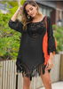 Women'S Solid Color Fringed Loose Beach Sun Cover-Up