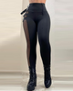 Fashion Street Women Black Mesh Slim-Fit Belted Skinny Pants