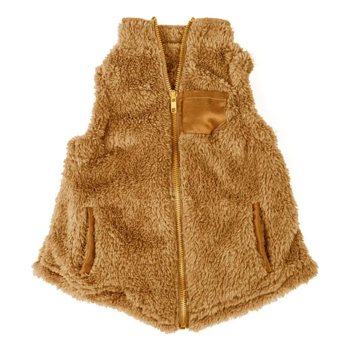 Kids Simple Solid Color Sleeveless Plush Zipper Vest