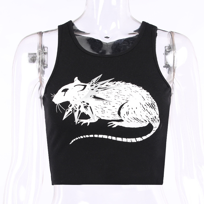 Gothic Dark Mouse Print Crop Tank