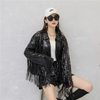 Women Tassel Sequin Jacket Winter New Year Christmas Party Sequin Coat