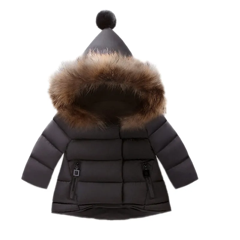 Girls Winter Woolen Collar Thickening Hooded Coat