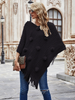 Autumn And Winter Women Fashion Solid Color Fur Ball Fringed Shawl Sweater Coat