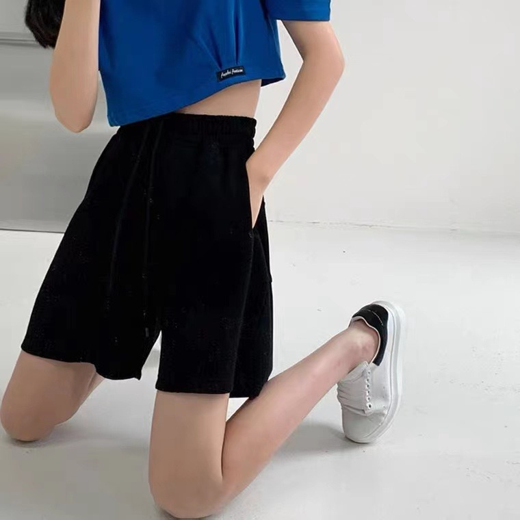 Women Edgy Casual High-Waist Drawstring Loose Sports Shorts