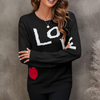 Women Casual Long Sleeve Round Neck Basic Valentine'S Day Heart Print Sweatshirt