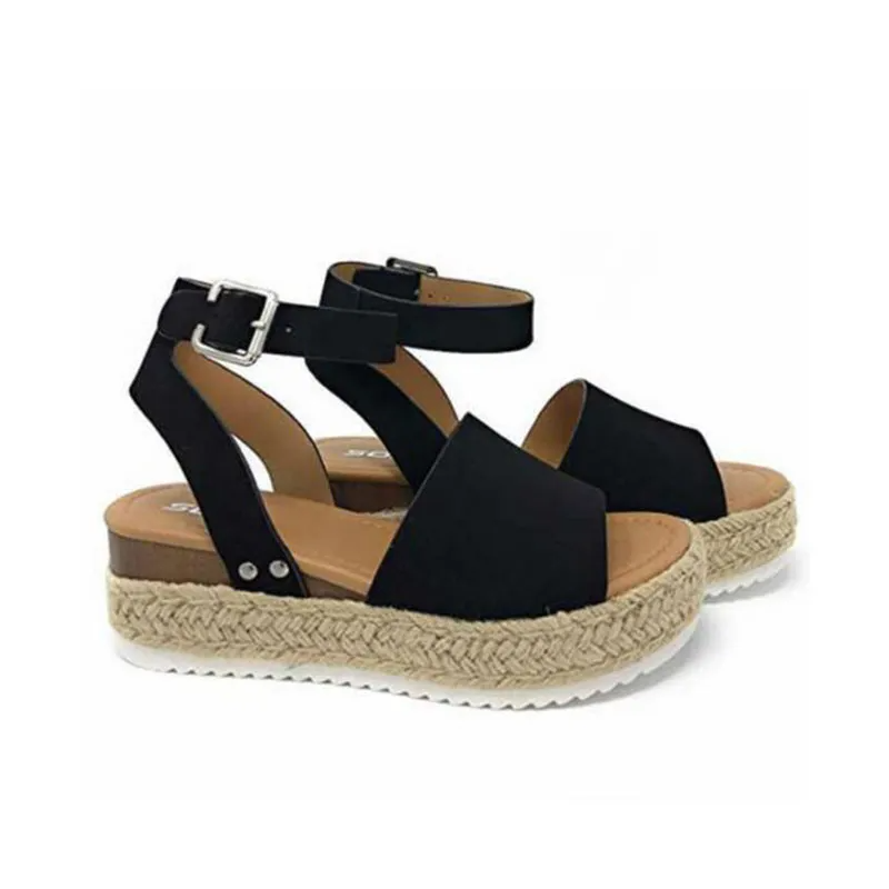 Women Summer New Woven Outsole Peep-Toe Flats Shoes