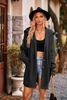 Women Winter Autumn Casual Long Sleeve Solid Color Hooded Knitted Sweater Cardigan