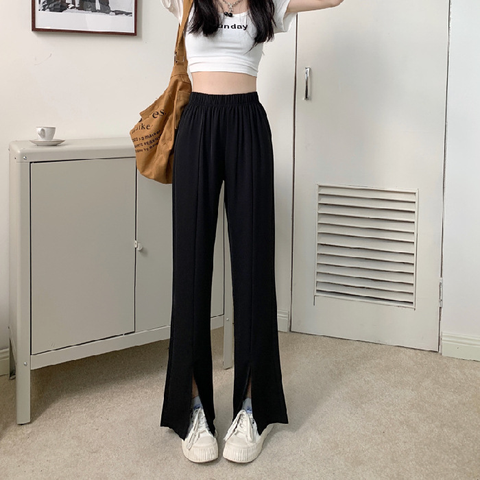 Women'S Fashion Casual Thin High Waist Loose Drape Straight Leg Suit Trousers