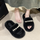 (Buy 1 Get 1) Autumn Winter Women Fashion Plush Warm Pearl Decorative Round Toe Flat Home Slippers