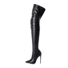 Women Plus Size Fashion Solid Color Stiletto Heel Pointed Toe PU Boots