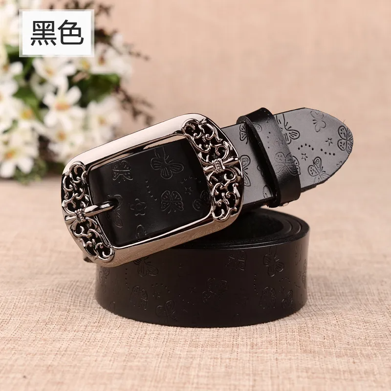 Women'S Fashion Casual Retro Engraved Alloy Pin Buckle Belt