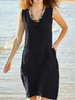 Women Fashion Summer Casual Solid Color Sleeveless Dress