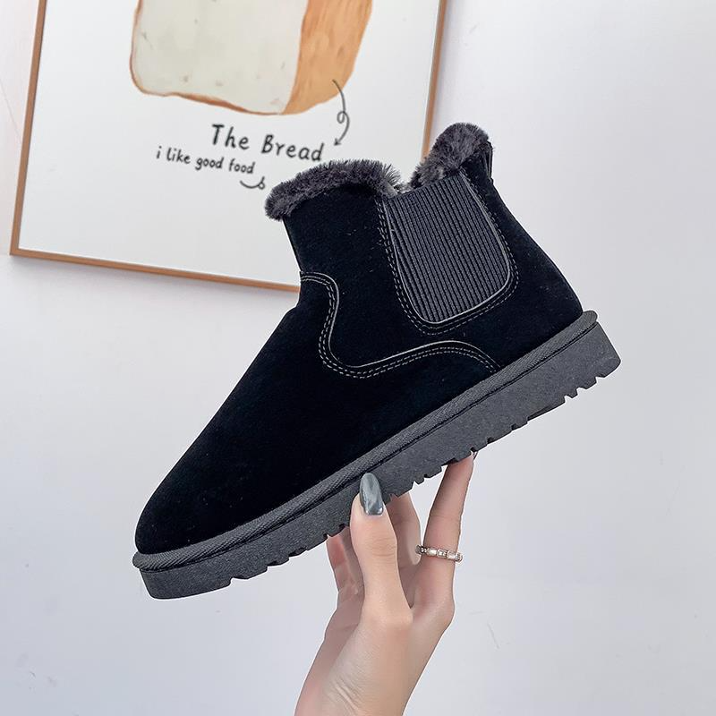 Women Winter Fashion Fleece-Lined Warm Round Toe Flat Snow Boots