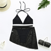 Women Sexy Transparent Mesh Swimsuit Three-Piece Set