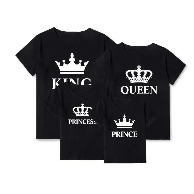 Fashion Loose Crown Letter Print Round Neck Short Sleeve Parent-Child T-Shirt