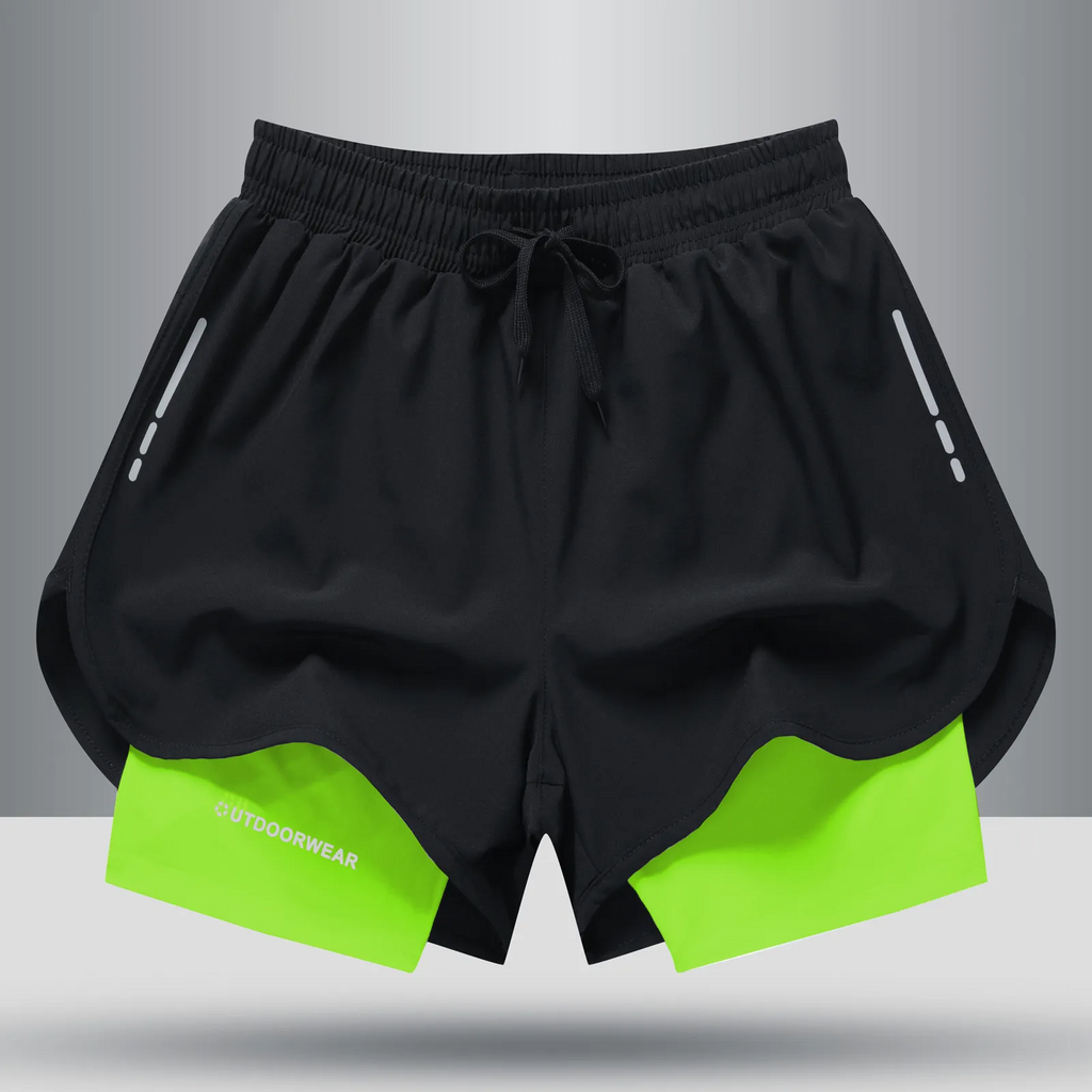 Men Fashion Quick-Drying Breathable Fake Two-Piece Tight Sports Shorts