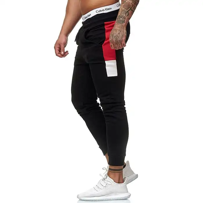 Men Fashion Color Blocking Drawstring Waist Sweatpants