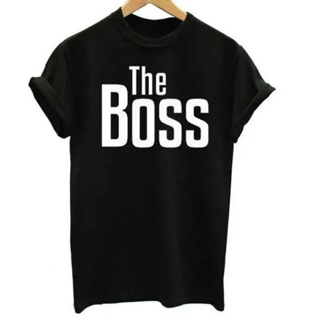 THE BOSS THE REAL BOSS Letter Printing Women Men Lovers T-Shirt