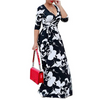 Ramadan /Eid Women Casual V-Neck Long-Sleeve Lace-Up Flower Print Maxi Swing Dress