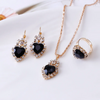 (Buy 1 Get 2) Women Fashion Heart Rhinestone Earrings Necklace Ring Set