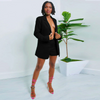 Women Fashion Elegant Solid Color Blazer And Shorts Office Chic Set