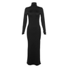 Women Sexy High Neck Long Sleeve Backless Bodycon Maxi Dress