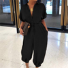 Women Casual Single-Breasted Loose Jumpsuits