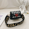 Girls Fashion Houndstooth Pattern Heart Decor Crossbody Bag