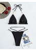 Women'S Sexy Solid Color Chain Triangle Bikini Swimsuit Two-Piece Set