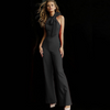 Women Elegant Bow Design Sleeveless Solid Color Jumpsuits