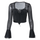 Women'S Fashion Mesh Bell Sleeve Crop Top