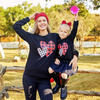 Family Matching Mother Daughter Loose Casual Long-Sleeved Heart Sweatshirt