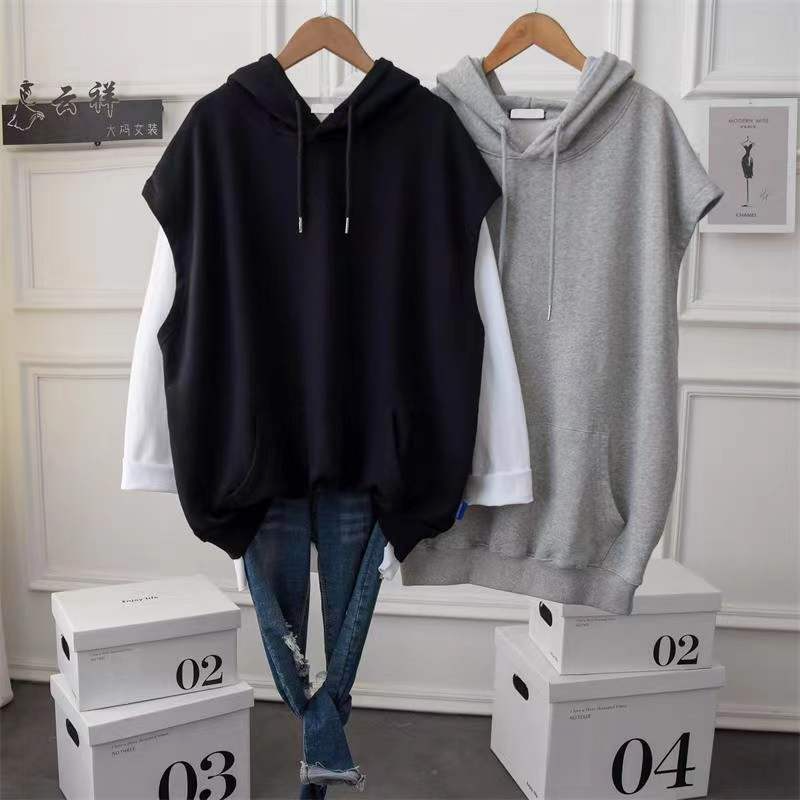 Women Casual Basic Solid Color Sleeveless Hoodie