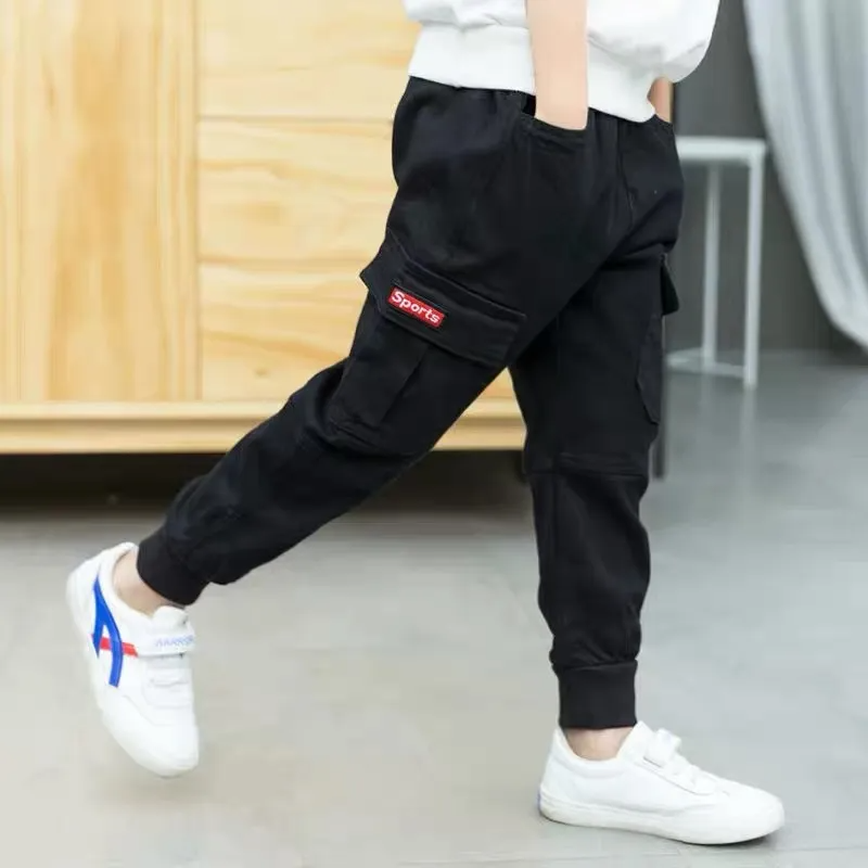 Children Kids Toddlers Fashion Boys Solid Color Sports Casual Basic Pocket Pants