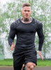 Men Casual Solid Color Quick-Drying Tight-Fitting Long-Sleeved Sports T-Shirt