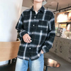 Men Casual Long Sleeve Lapel Single-Breasted Fleece-Lined Thick Plaid Printed Shirt