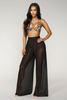 Solid Color Women Sexy Solid Mesh See-Through Casual Wide-Leg Pants