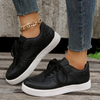 Women Fashion Casual Plus Size PU Lace-Up Sneakers